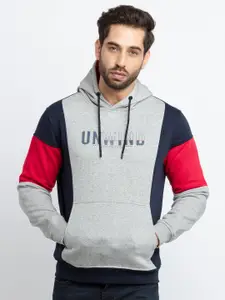 Status Quo Men Grey & Coral Colourblocked Cotton Sweatshirt