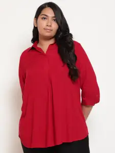 Amydus Plus Size Women Red Shirt Style Top