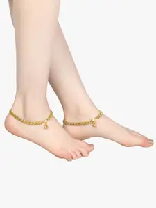 Adwitiya Collection Set Of 2 24-CT Gold-Plated Anklets