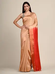 Arhi Gold-Toned & Red Zari Saree