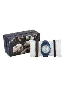 FLUID Men White & Blue Solid Watch Gift Set