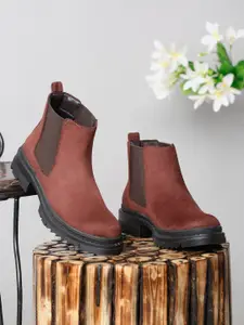 Bruno Manetti Women Brown Solid Chunky Boots