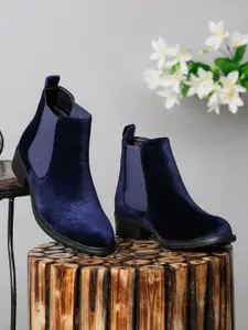 Bruno Manetti Women Blue Textured Chelsea Boots