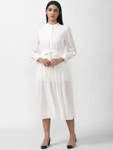 Van Heusen Woman White Solid Midi Dress