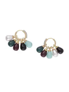 Adwitiya Collection Gold-Toned & Blue Classic Studs Earrings