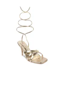 THE WHITE POLE Gold-Toned Party Platform Heels
