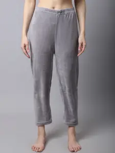 TAG 7 Women Grey Solid Fur Winter Lounge Pants