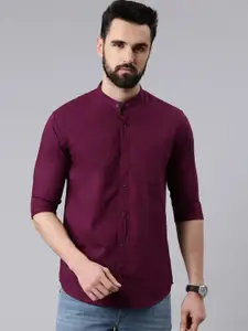 Kryptic Men Burgundy Smart Cotton Casual Shirt