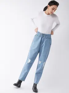 Miss Chase Women Blue High-Rise Mildly Distressed Jeans