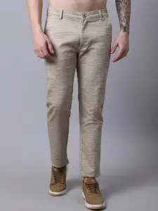 Rodamo Men Khaki Slim Fit Solid Trousers