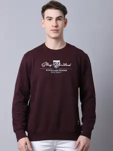Rodamo Men Maroon Printed Sweatshirt