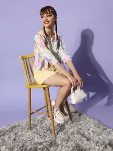 StyleStone Women Beautiful White Floral Print Mix Shrug