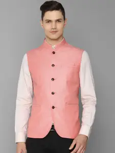 Allen Solly Men Pink Solid Woven Nehru Jacket