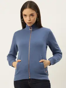 Madame Women Blue Solid Sweatshirt