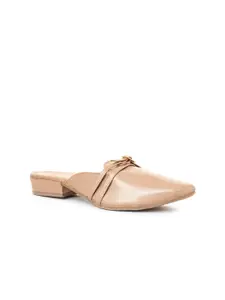 Khadims Women Rose Gold Mules with Bows Flats