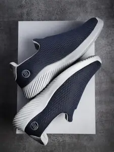 Action Men Navy Blue Mesh Running Non-Marking Slip-On Shoes