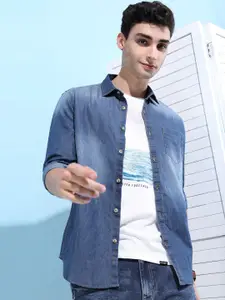 HIGHLANDER Men Blue Slim Fit Faded Casual Shirt