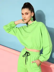 STREET 9 Women Gorgeous Lime Green Solid Sweatshirt