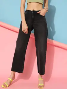 STREET 9 Women Classy Black Boyfriend Fit Cropped Jeans