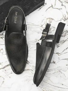 San Frissco Men Silver-Toned Shoe-Style Sandals