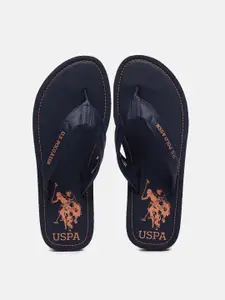 U.S. Polo Assn. U S Polo Assn Men Navy Blue & Orange PU Comfort Sandals