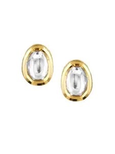 ZILVER 925 Sterling Silver Gold-Plated Oval Studs Earrings