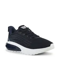 JQR Men Navy Blue Lace Up Mid-Top Mesh Running Sports Shoes
