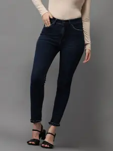 SHOWOFF Women Navy Blue Jean Slim Fit Slash Knee Stretchable Jeans