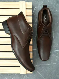 John Karsun Men Brown Solid Formal Leather Derbys