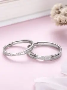 Zavya Women 925 Sterling Silver Couple Finger Ring
