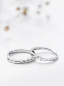 Zavya Women 925 Sterling Silver Couple Finger Rings