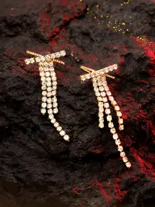 Unwind by Yellow Chimes Women Gold-Toned & White Contemporary Drop Earrings