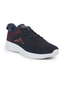 JQR Men Navy Blue Lace Up Mid-Top Mesh Running Sports Shoes