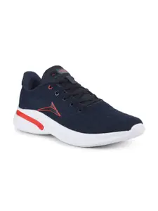 JQR Men SOFT-002 Navy Blue Lace Up Mid-Top Mesh Running Sports Shoes