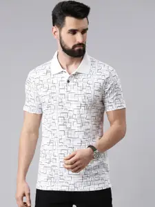 Kryptic Men Printed Polo Collar Monochrome Pure Cotton T-shirt