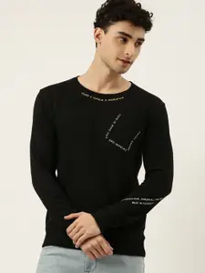 Maniac Men Black Typography Printed Cotton Sweatshirt