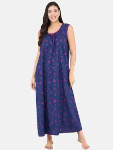 Shararat Purple Printed Maxi Nightdress