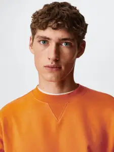 MANGO MAN Orange Solid Sustainable Sweatshirt