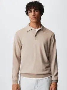 MANGO MAN Pure Wool Polo Pullover
