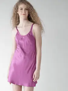FOREVER 21 Women Magenta Solid A-Line Dress