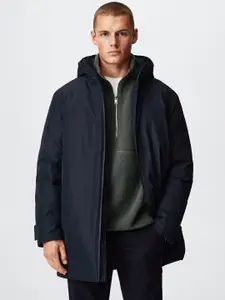 MANGO MAN Hooded Longline Padded Jacket