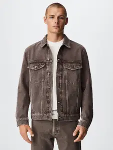 MANGO MAN Charcoal Grey Regular Fit Sustainable Pure Cotton Denim Jacket