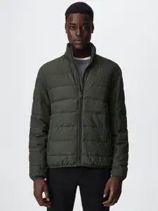 MANGO MAN Men Olive Green Solid Sustainable Performance Padded Jacket