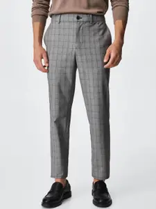 MANGO MAN Checked Tapered Fit Performance Trousers