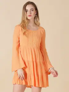 Gipsy Orange Fit and Flare Mini Dress