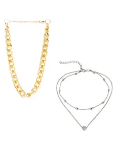 Jewels Galaxy Set Of 2 Gold-Toned & Silver-Toned Gold-Plated Necklace