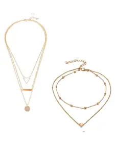 Jewels Galaxy Pack Of 2 Women Gold-Toned Gold-Plated Layered Necklace