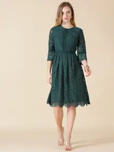 Gipsy Green Self Design Dress