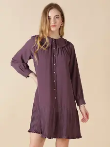 Gipsy Purple Peter Pan Collar Georgette Drop-Waist Mini Dress