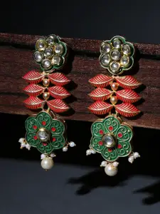 OOMPH Floral Design Ethnic Drop Earrings